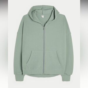 NWT Hollister Gilly Hicks Oversized Waffle Zip-Up Hoodie, XXS in Glacier Green